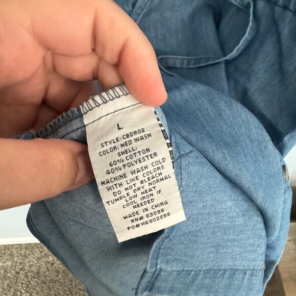 Ci Sono Blue Chambray Button Down Shirt Dress Size Large Knee Length - Picture 5 of 6